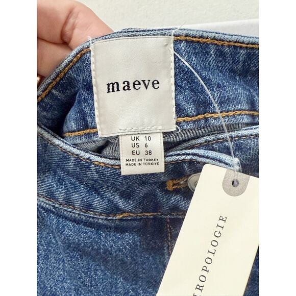 Maeve High Waisted Button-Front Denim Bow A-Line Mini Skirt Blue Women's Size 6 - Picture 6 of 8